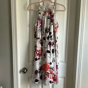 LOFT Floral White Dress Size M